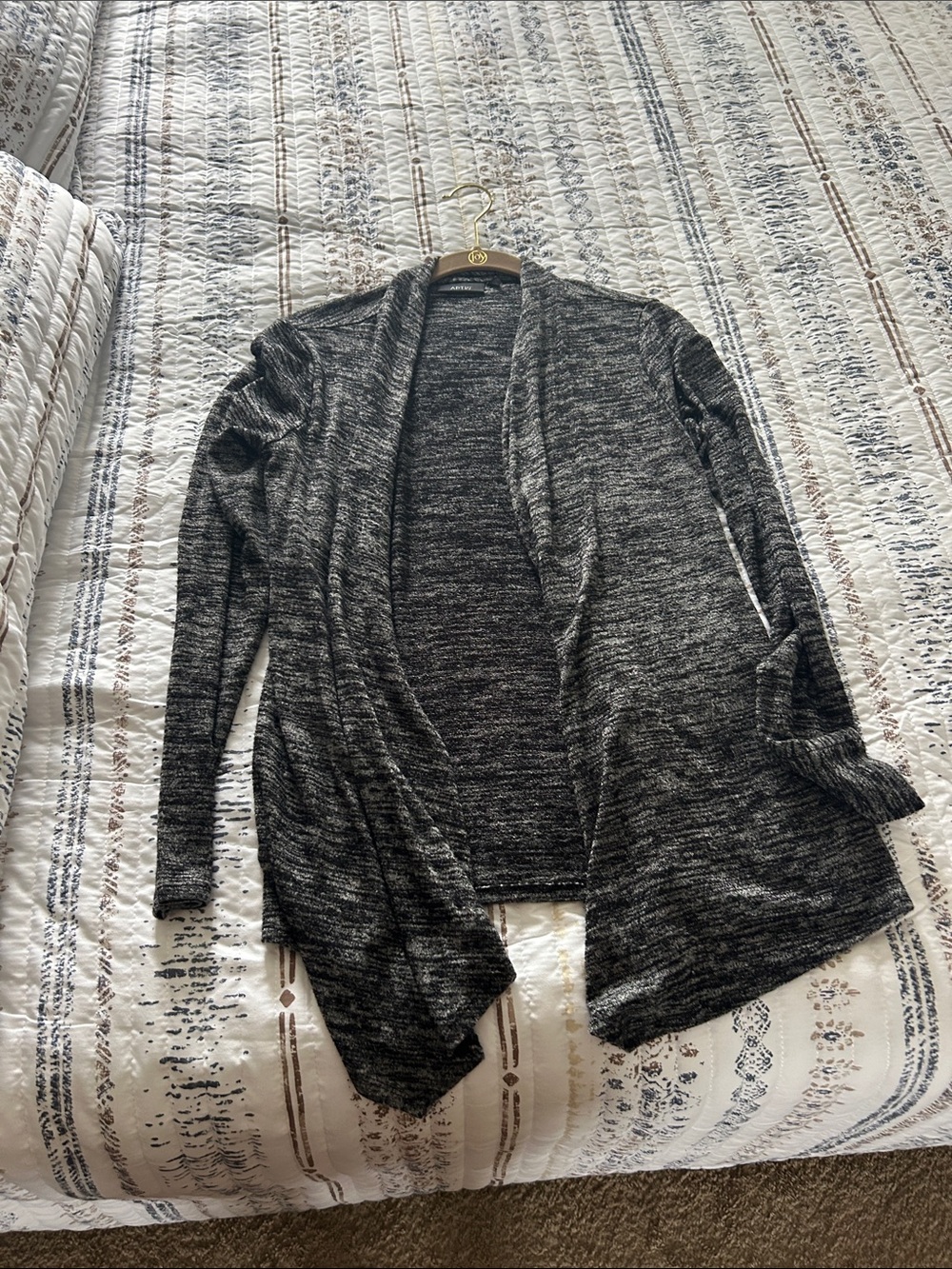 Apt 9 Women's Open-Front Black Heathered Cardigan Sweater
